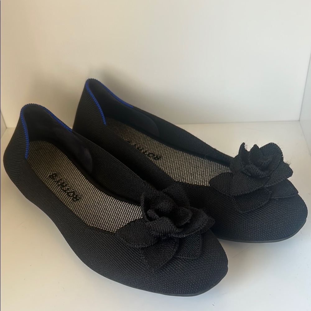 Rothy's Black Flats with flower